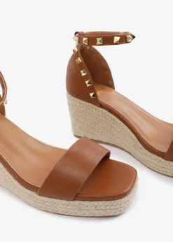 Where's That From TanPU Presley wide-fit Wedge Sandals With Gladiator-Ankle-Strap