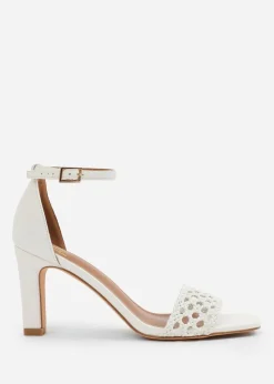 Where's That From White PU Naia Braided Strappy Block Heel