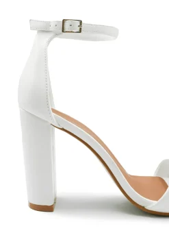 Where's That From White Pu Skye Strappy Block Heels