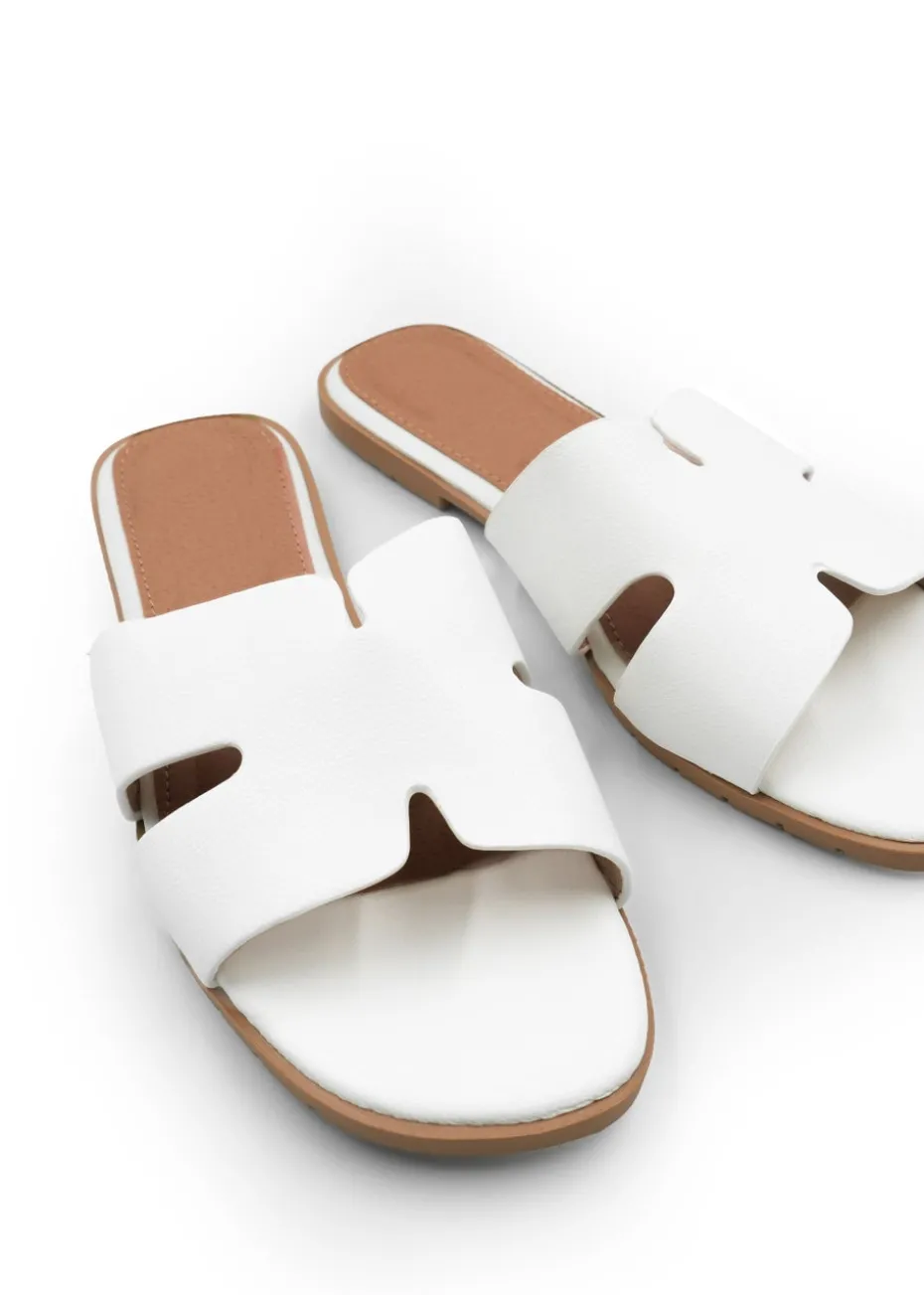 Where's That From White Pu Mae Strapped Slider Sandals