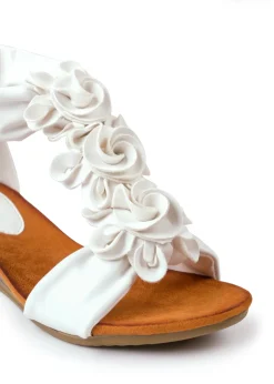 Where's That From White Pu Abilene Low Wedge Heel Sandals