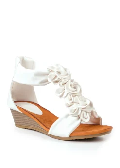 Where's That From White Pu Abilene Low Wedge Heel Sandals