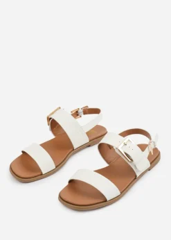 Where's That From Wide-Fit White PU Camilla Classic Flat Sandals