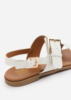 Where's That From Wide-Fit White PU Camilla Classic Flat Sandals