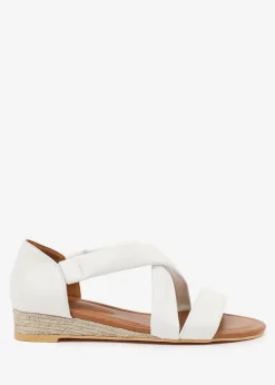 Where's That From Wide-Fit White PU Hummingbird Low Wedge Shoes