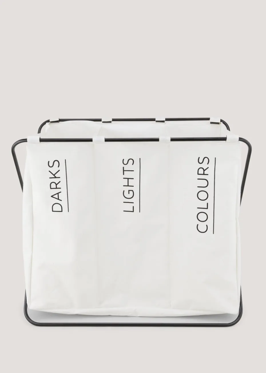 White 3 Section Wire Laundry Basket