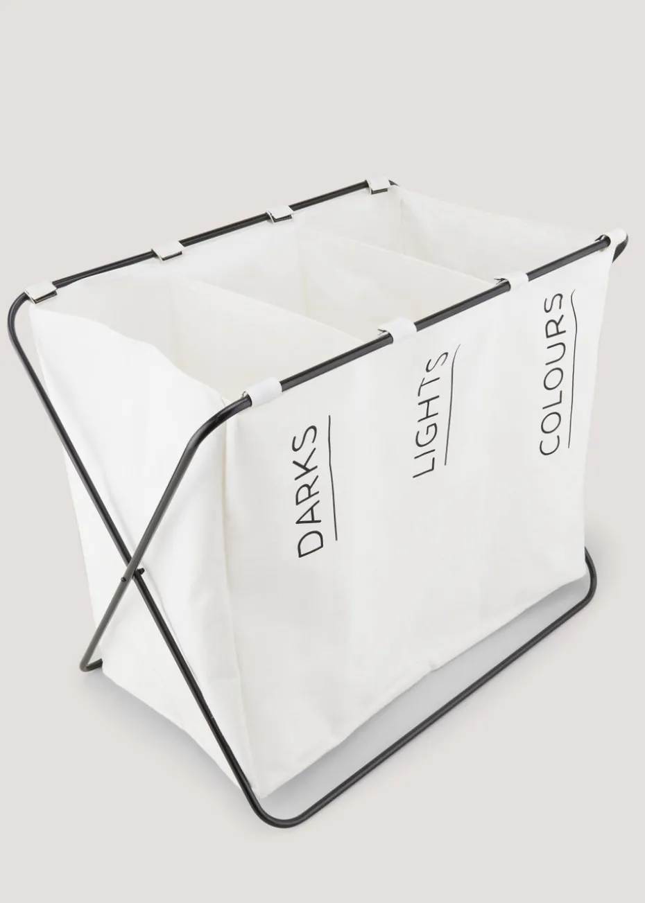 White 3 Section Wire Laundry Basket