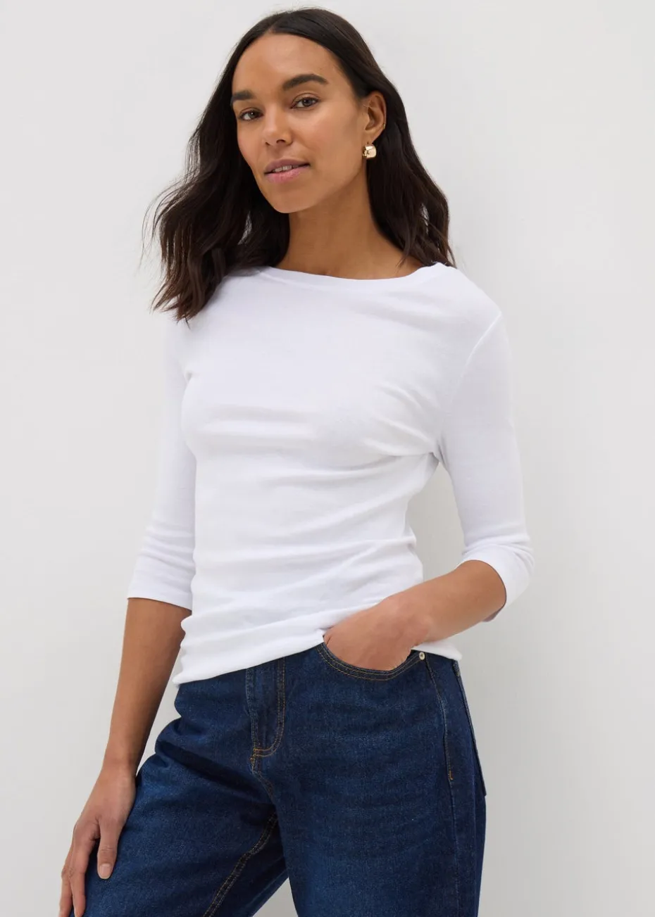 White 3/4 Sleeve Perfect T-Shirt