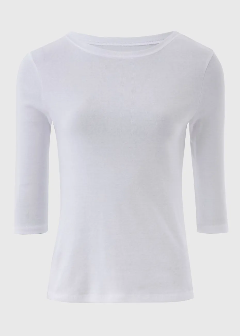White 3/4 Sleeve Perfect T-Shirt