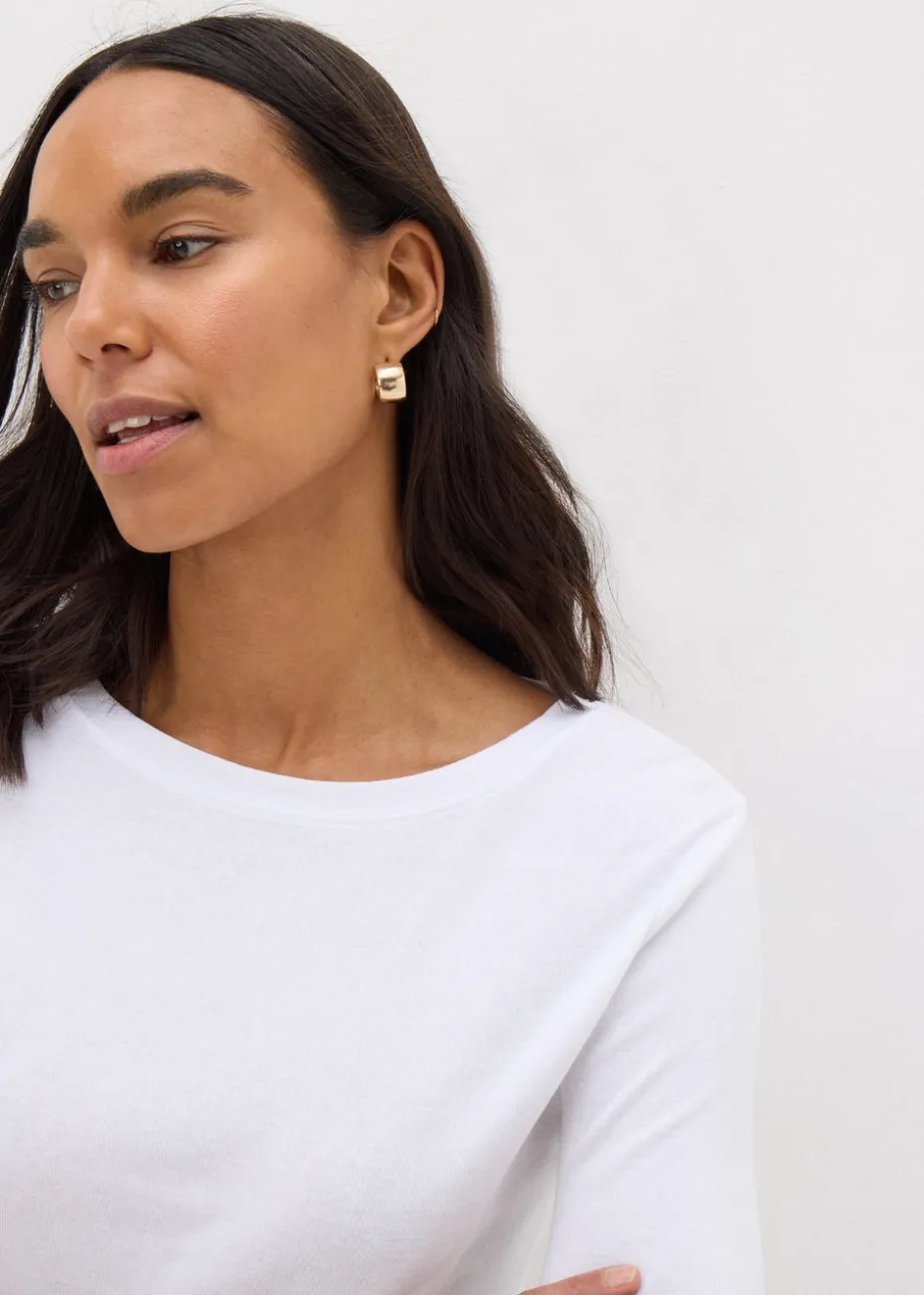 White 3/4 Sleeve Perfect T-Shirt