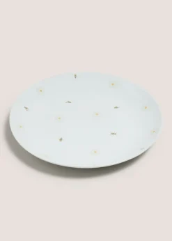 White Bee Daisy Dinner Plate