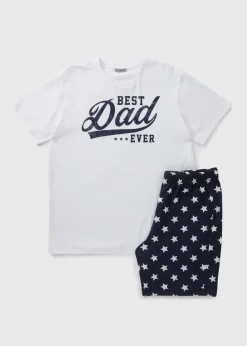White Best Dad Ever Pyjama Short Set