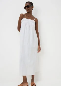 White Cotton Trapeze Maxi Dress