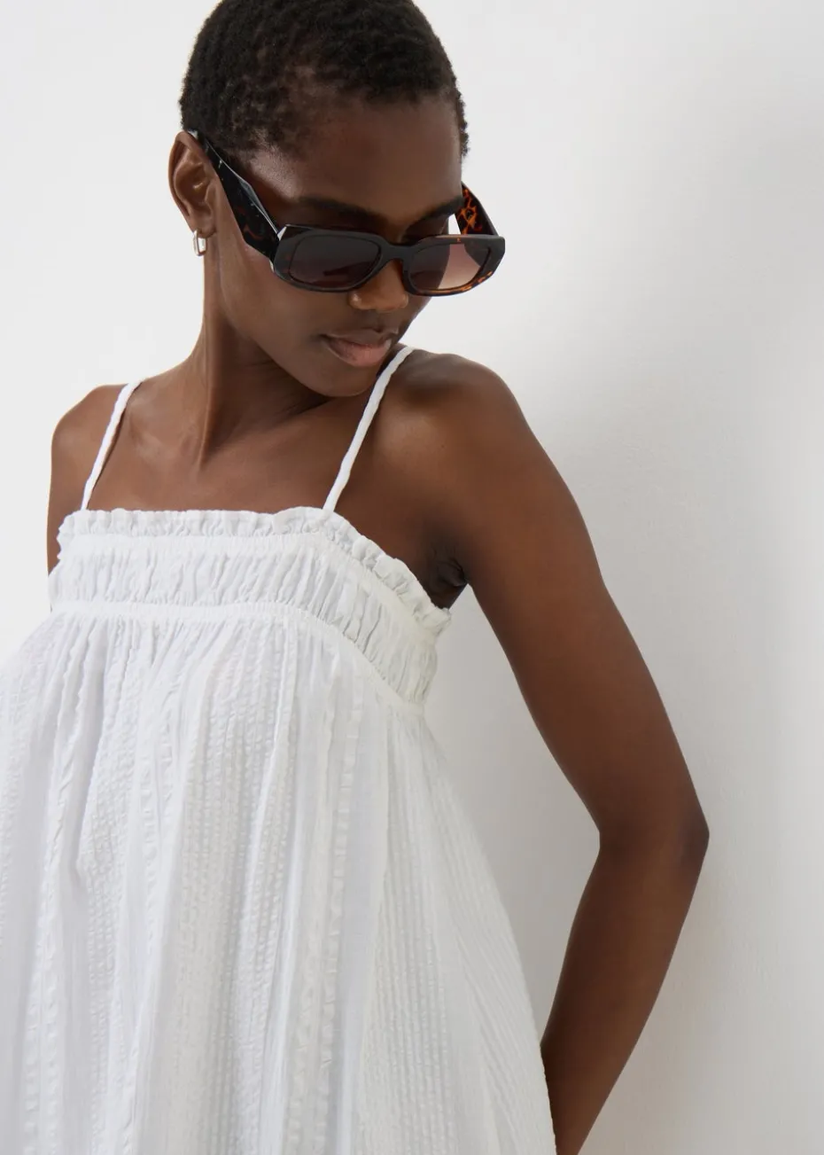 White Cotton Trapeze Maxi Dress