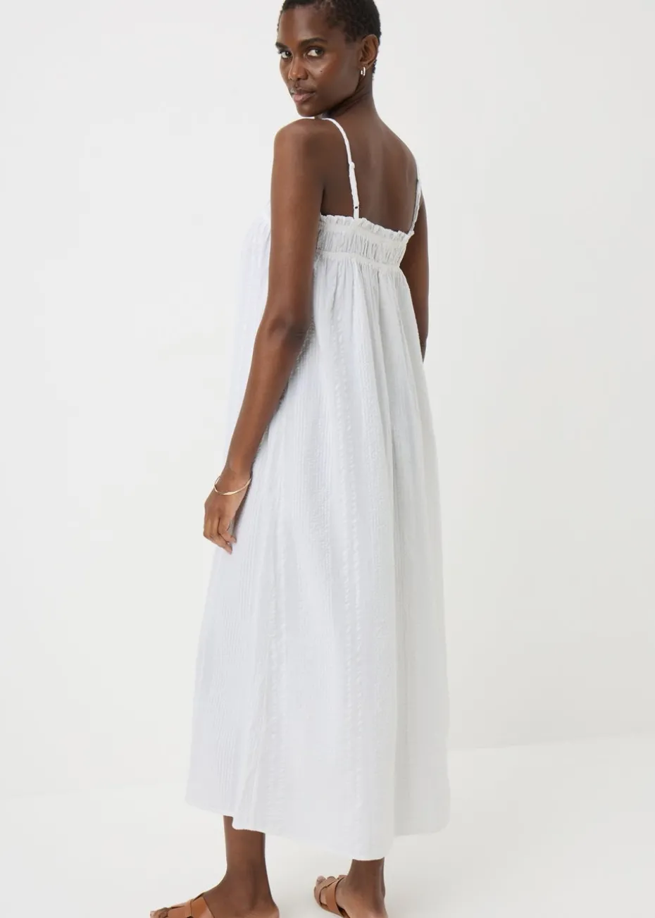 White Cotton Trapeze Maxi Dress