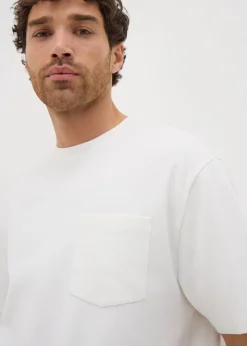 White Diagonal Twill Pocket T-Shirt