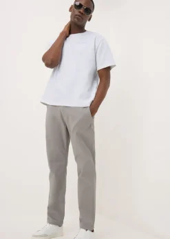 White Diagonal Twill Slogan T-Shirt