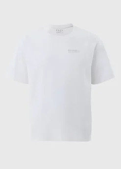 White Diagonal Twill Slogan T-Shirt