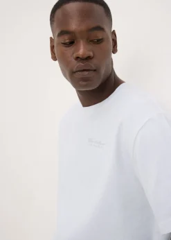 White Diagonal Twill Slogan T-Shirt