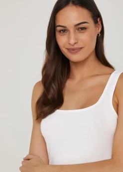 White Essential Longline Vest Top