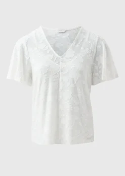 White Floral Angel Sleeve T-Shirt