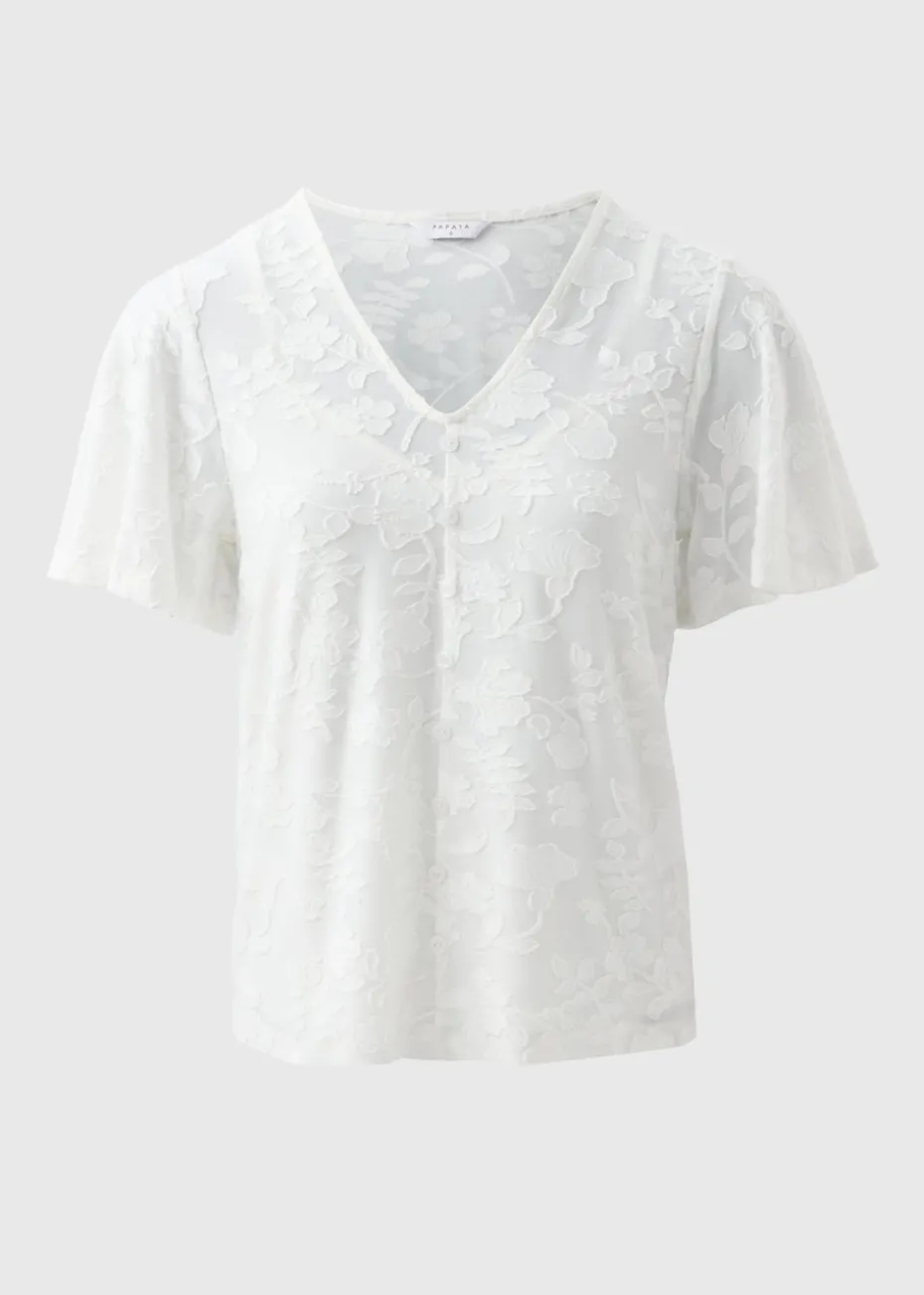 White Floral Angel Sleeve T-Shirt
