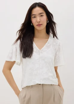 White Floral Angel Sleeve T-Shirt