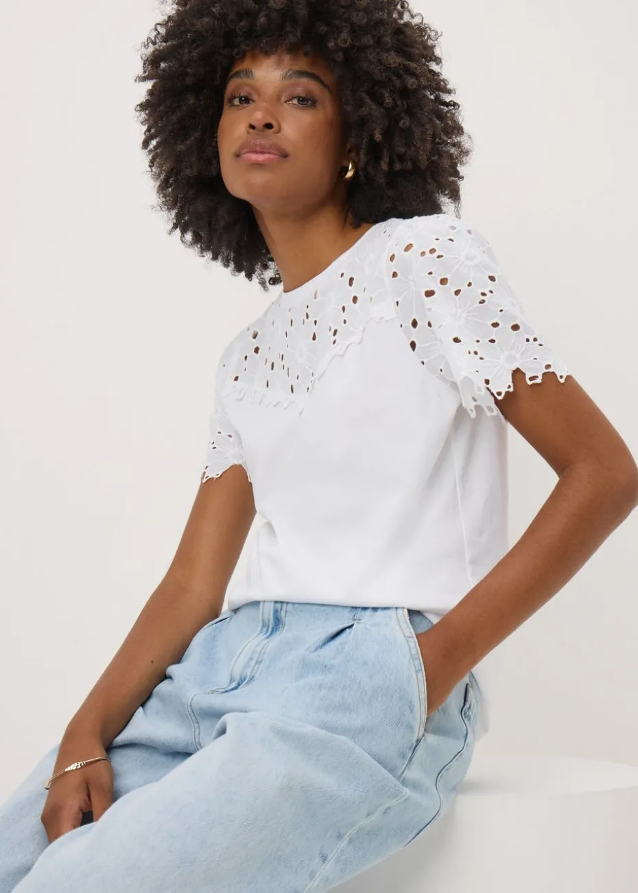 White Floral Lace T-Shirt