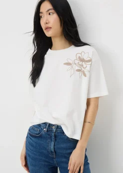 White Floral Patch T-Shirt