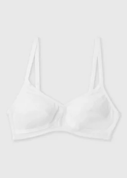 White Floral Print Non Wired Broderie Bra