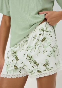 White Floral Pyjama Shorts