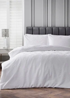 White Flower Embossed Duvet Set