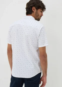 White Geo Short Sleeve Oxford Shirt