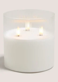 White Glass LED Large Candle