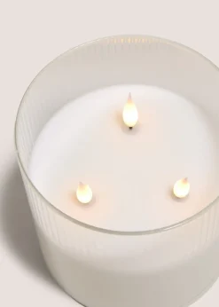 White Glass LED Large Candle