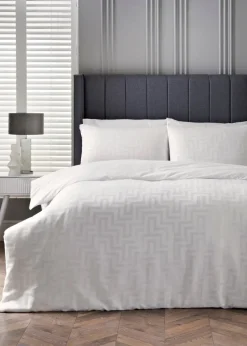 White Greek Jacquard Duvet Set