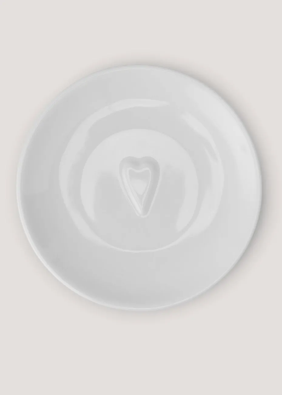 White Heart Embossed Teabag Tidy (11cm)