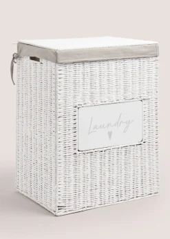 White Heart Laundry Basket (51cm x 40cm x 30cm)