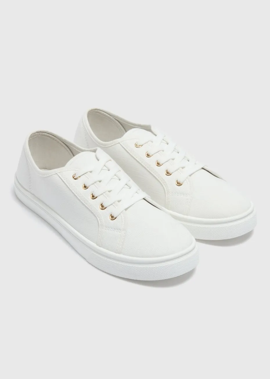 White Injected Lace Trainers