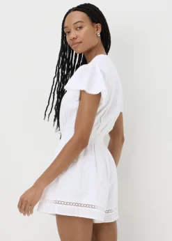 White Lace Button Playsuit