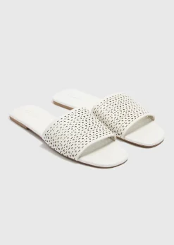 White Laser Cut Slider Sandal