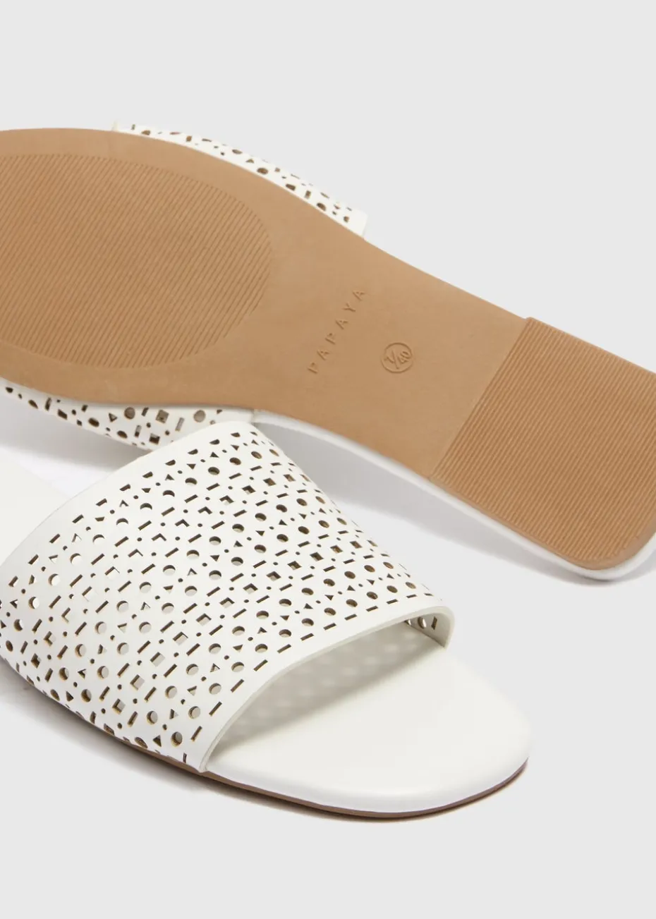 White Laser Cut Slider Sandal
