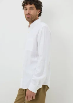 White Linen Blend Shirt
