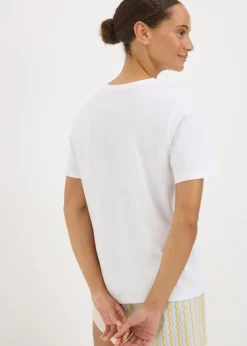 White Malibu Stripe Shorts & T-Shirt Pyjama Set