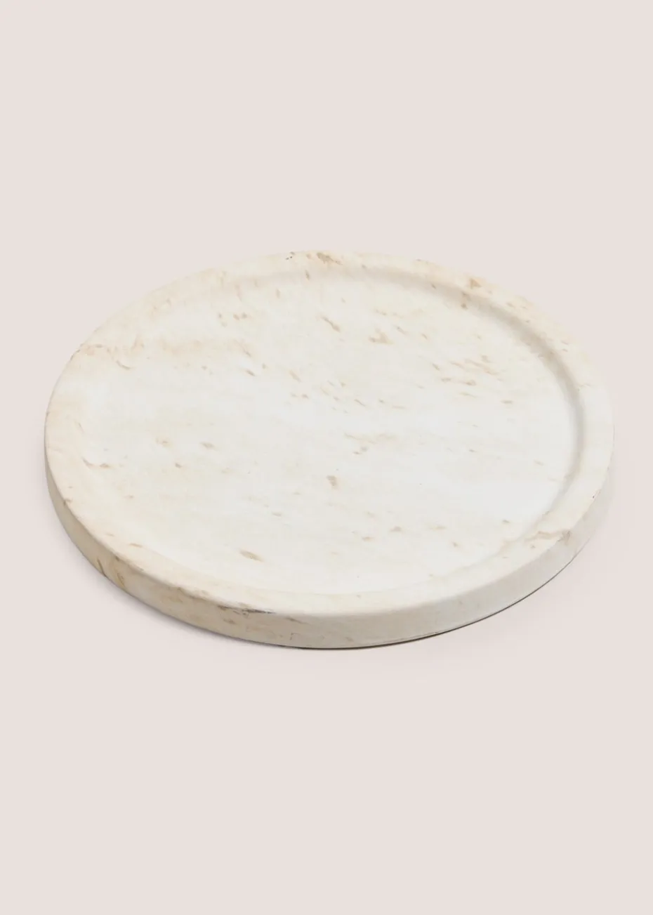 White Marble Effect Candle Plate