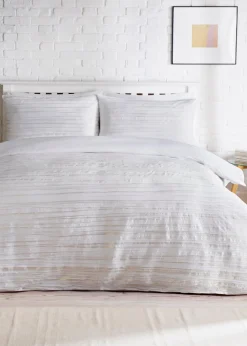 White Metallic Crinkle Duvet Cover