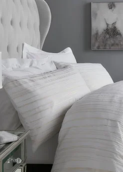 White Metallic Crinkle Duvet Cover