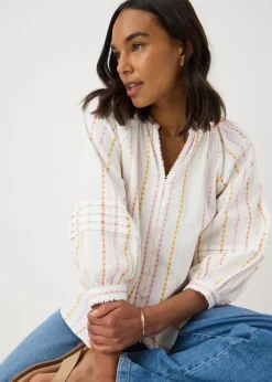 White Multi Stripe Dobby Blouse