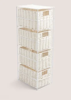 White Narrow Toilet Storage Basket