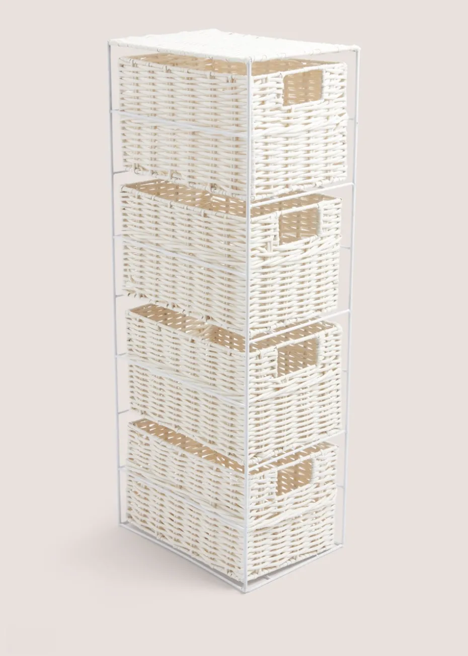 White Narrow Toilet Storage Basket